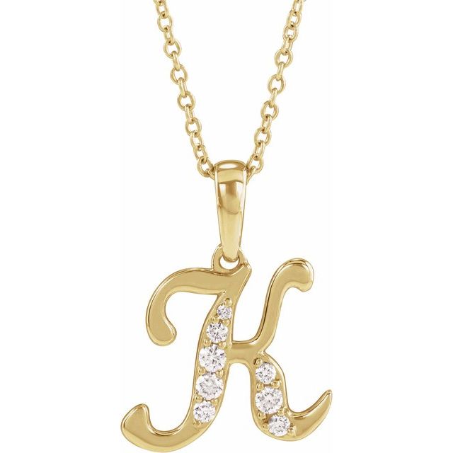 14K Yellow 1/6 CTW Natural Diamond Initial K 18" Necklace