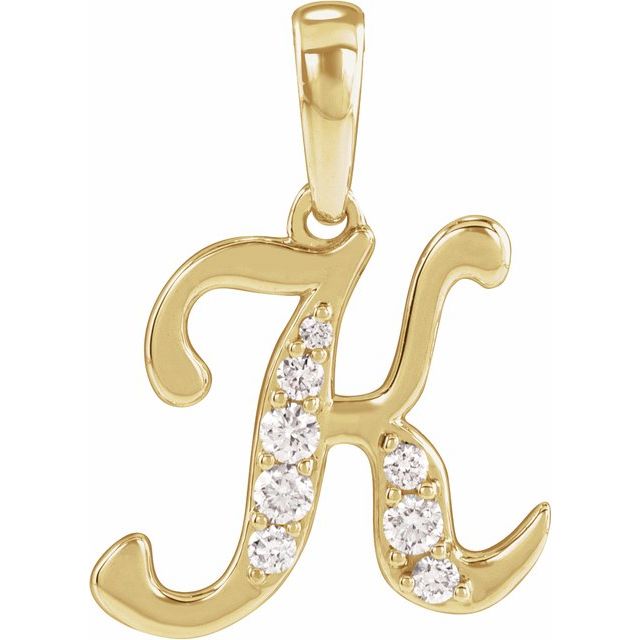 14K Yellow 1/6 CTW Natural Diamond Initial K 18" Necklace
