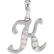 14K White 1/6 CTW Natural Diamond Initial K 18" Necklace