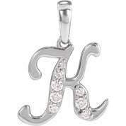 14K White 1/6 CTW Natural Diamond Initial K 18" Necklace