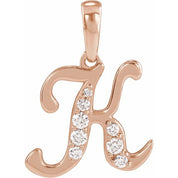 14K Rose 1/6 CTW Natural Diamond Initial K 18" Necklace