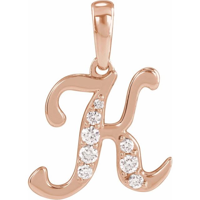 14K Rose 1/6 CTW Natural Diamond Initial K 18" Necklace
