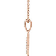 14K Rose .05 CTW Natural Diamond Initial J 18" Necklace