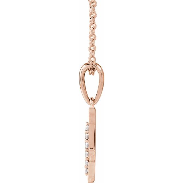 14K Rose .05 CTW Natural Diamond Initial J 18" Necklace