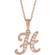 14K Rose 1/5 CTW Natural Diamond Initial H 18" Necklace