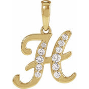 14K Yellow 1/5 CTW Natural Diamond Initial H 18" Necklace