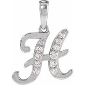 14K White 1/5 CTW Natural Diamond Initial H 18" Necklace