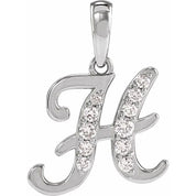 14K White 1/5 CTW Natural Diamond Initial H 18" Necklace