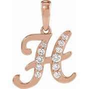 14K Rose 1/5 CTW Natural Diamond Initial H 18" Necklace