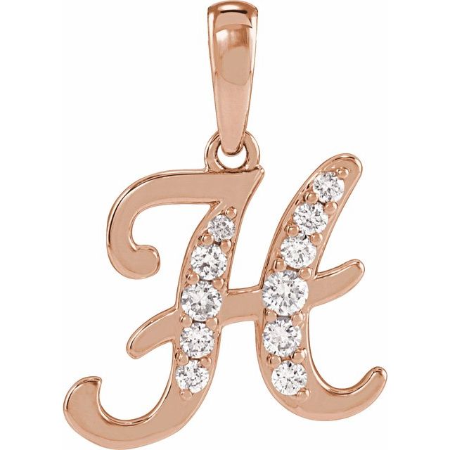 14K Rose 1/5 CTW Natural Diamond Initial H 18" Necklace
