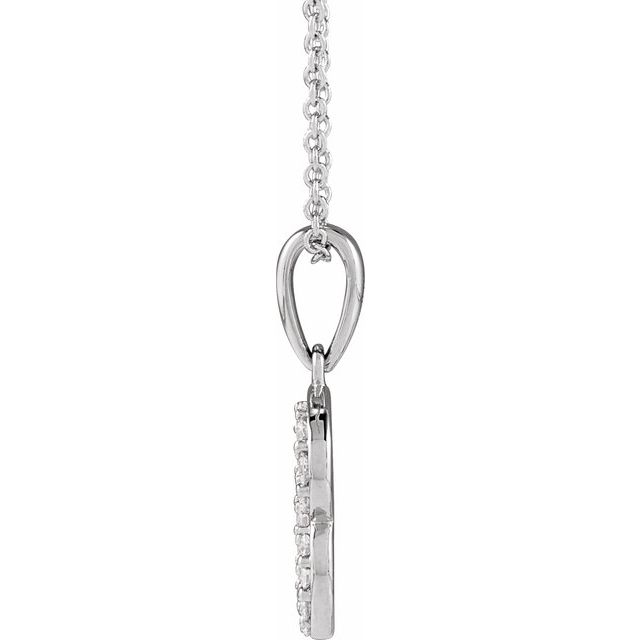 14K White 1/6 CTW Natural Diamond Initial B 18" Necklace