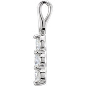 14K White 3/4 CTW Lab-Grown Diamond Three-Stone Pendant