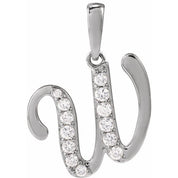 14K White 1/5 CTW Natural Diamond Initial W 18" Necklace