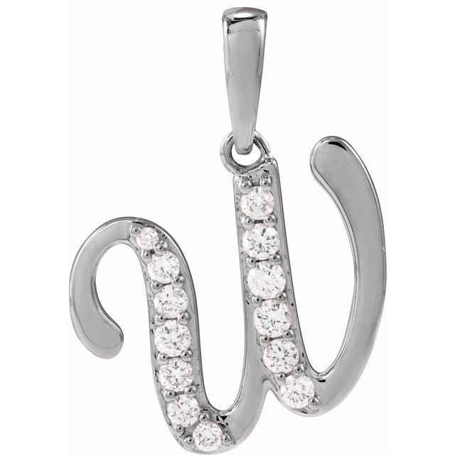 14K White 1/5 CTW Natural Diamond Initial W 18" Necklace