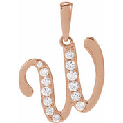 14K Rose 1/5 CTW Natural Diamond Initial W 18" Necklace