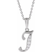14K White .05 CTW Natural Diamond Initial J 18" Necklace