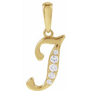 14K Yellow .05 CTW Natural Diamond Initial J 18" Necklace