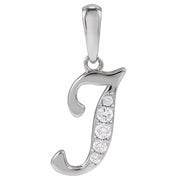 14K White .05 CTW Natural Diamond Initial J 18" Necklace