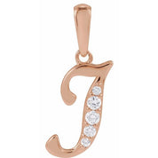 14K Rose .05 CTW Natural Diamond Initial J 18" Necklace