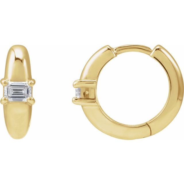 14K Yellow 1/3 Natural Diamond 13.4 mm Huggie Hoop Earrings