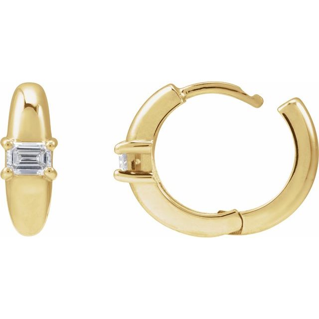 14K Yellow 1/3 Natural Diamond 13.4 mm Huggie Hoop Earrings