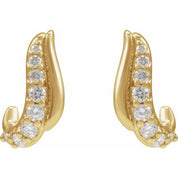 14K Yellow 1/6 Natural Diamond Freeform Earrings