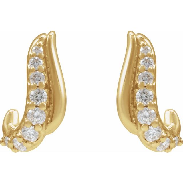 14K Yellow 1/6 Natural Diamond Freeform Earrings