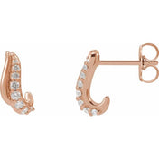 14K Rose 1/6 Natural Diamond Freeform Earrings