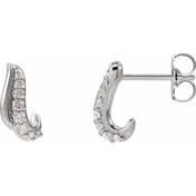 14K White 1/6 Natural Diamond Freeform Earrings