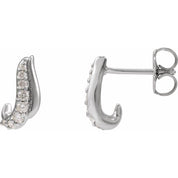 14K White 1/6 Natural Diamond Freeform Earrings