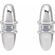 Sterling Silver 1/3 Natural Diamond 13.4 mm Huggie Hoop Earrings