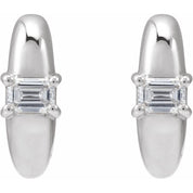 Platinum 1/3 Natural Diamond 13.4 mm Huggie Hoop Earrings