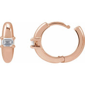 14K Rose 1/3 Natural Diamond 13.4 mm Huggie Hoop Earrings