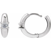 Sterling Silver 1/3 Natural Diamond 13.4 mm Huggie Hoop Earrings