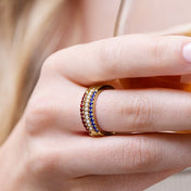 14K Rose Lab-Grown Blue Sapphire Ring