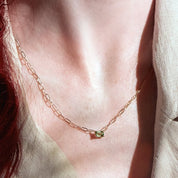 14K Rose 6x4 mm Natural Peridot Solitaire 16" Necklace