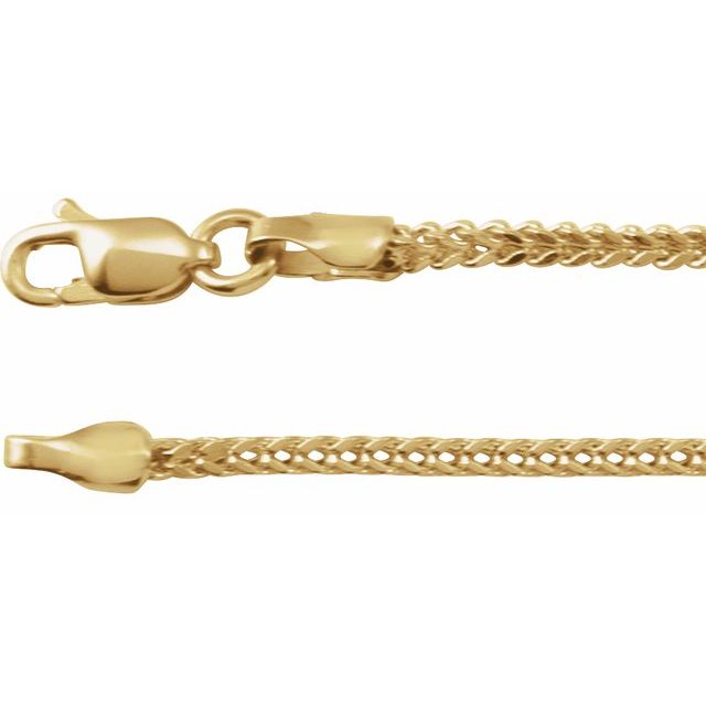 14K Yellow 1.5 mm Hollow Franco 20" Chain