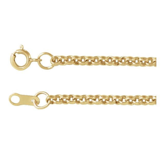 14K Yellow Gold 2 mm Rolo Chain Necklace in Various Lengths