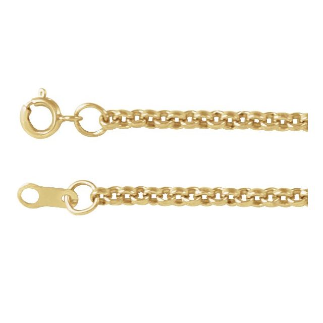 14K Yellow Gold 2 mm Rolo Chain 7" by CH432