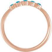 14K Rose Cabochon Natural Turquoise Stackable Ring