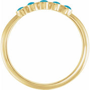 14K Yellow Cabochon Natural Turquoise Stackable Ring