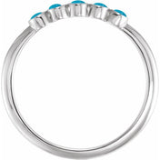 14K White Cabochon Natural Turquoise Stackable Ring