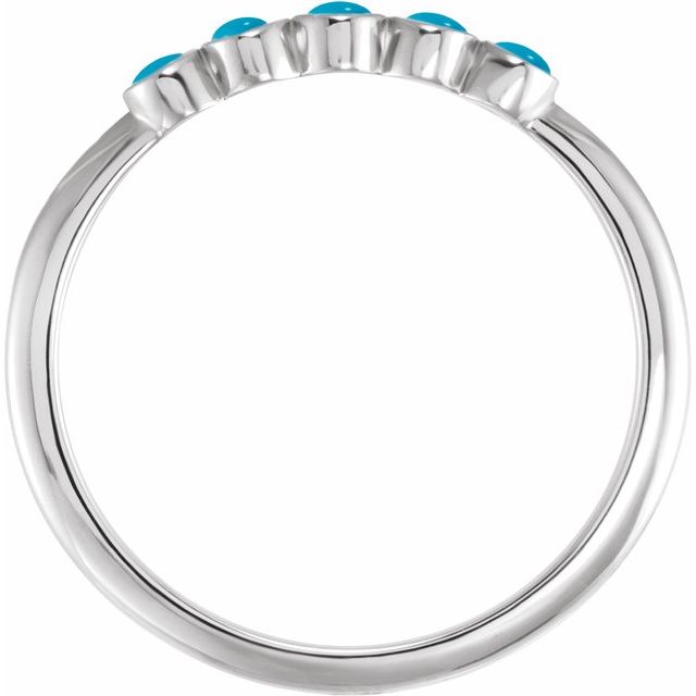 14K White Cabochon Natural Turquoise Stackable Ring