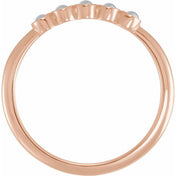 14K Rose Cabochon Natural Rainbow Moonstone Stackable Ring