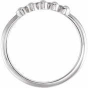 14K White Cabochon Natural Rainbow Moonstone Stackable Ring
