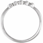 14K White Cabochon Natural Rainbow Moonstone Stackable Ring
