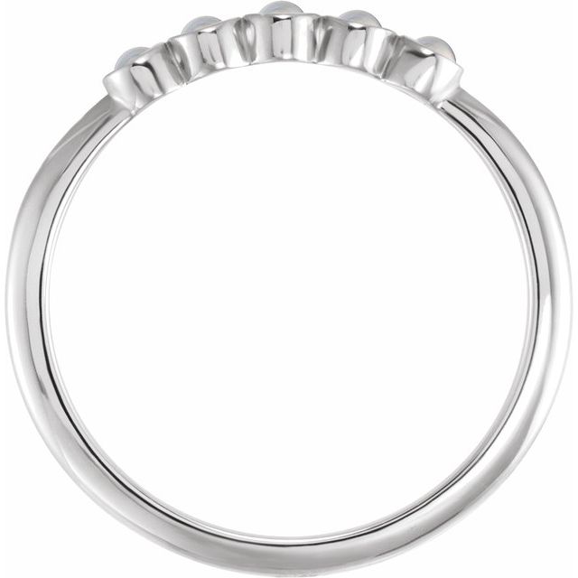 14K White Cabochon Natural Rainbow Moonstone Stackable Ring