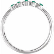 Platinum Cabochon Natural Emerald Stackable Ring