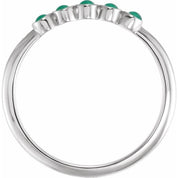 Platinum Cabochon Natural Emerald Stackable Ring