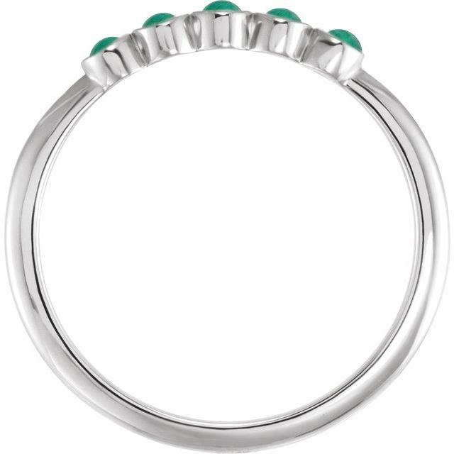 Platinum Cabochon Natural Emerald Stackable Ring